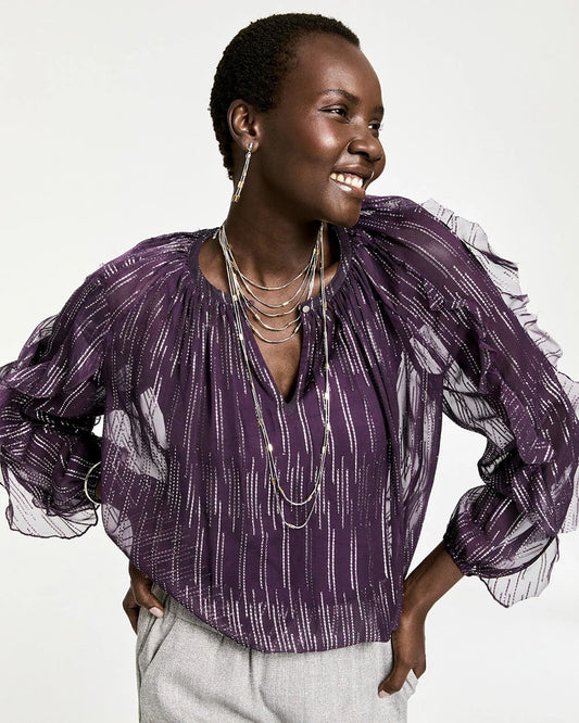 Chico's Georgette Ruffle Sleeve Blouse