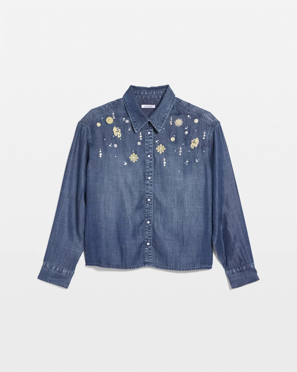Chico's Embellished Tencel Collar Shirt