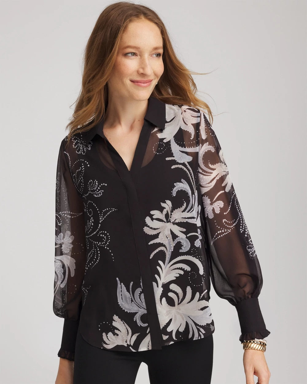 Chico's Georgette Flow Print Blouse