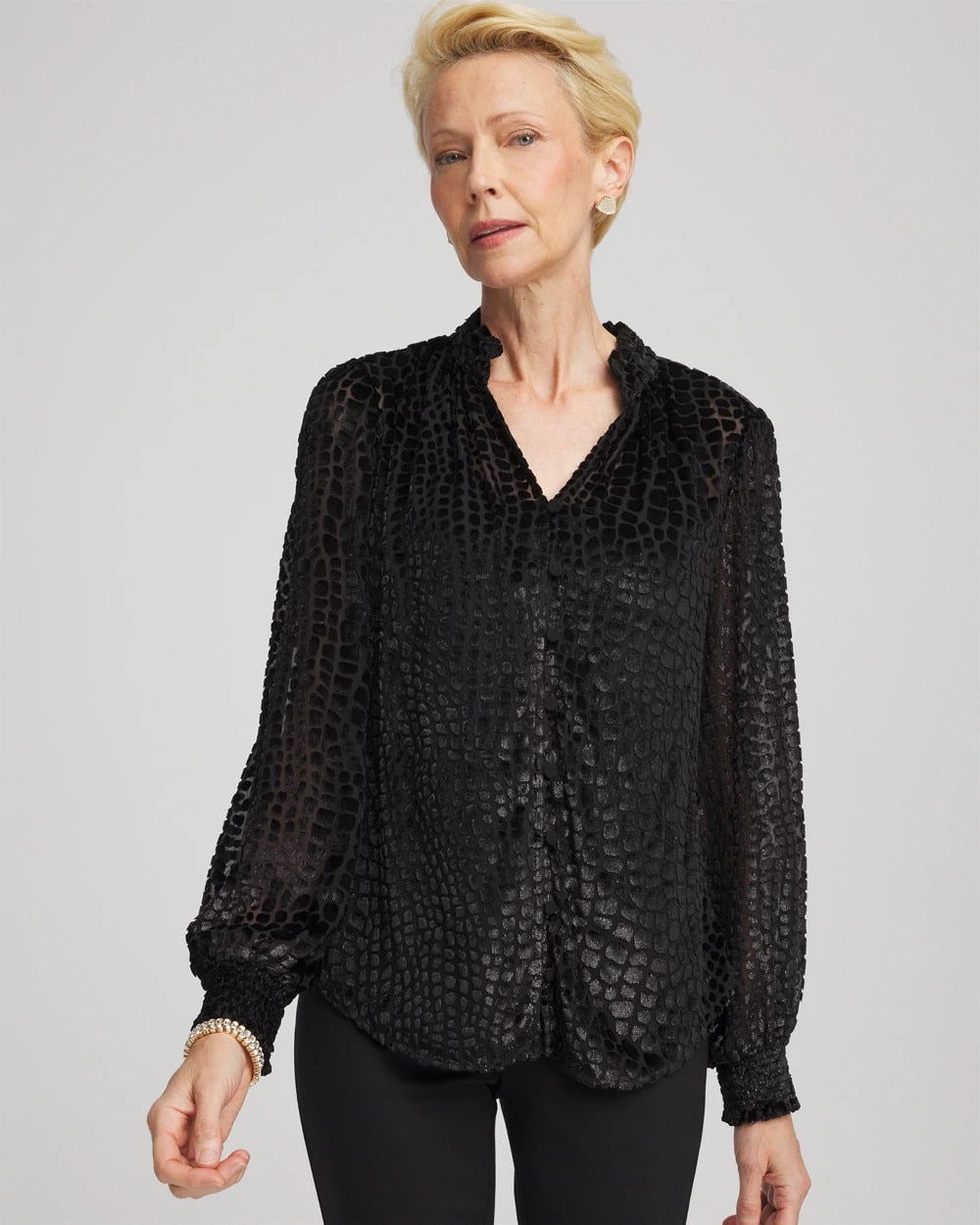 Chico's Burnout Velvet Blouse