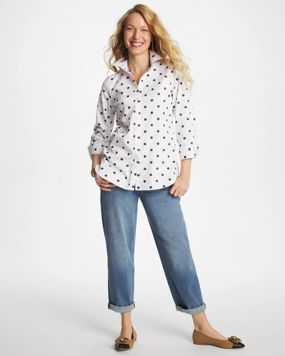 Chico's No Iron™ Stretch Perfect Dots Shirt