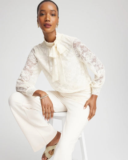 Chico's Tie-Neck Banded-Bottom Top