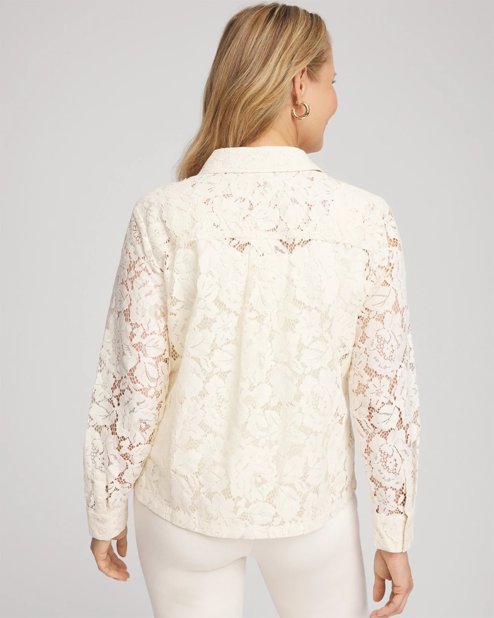 Chico's Classic-Fit Collared Lace Shirt