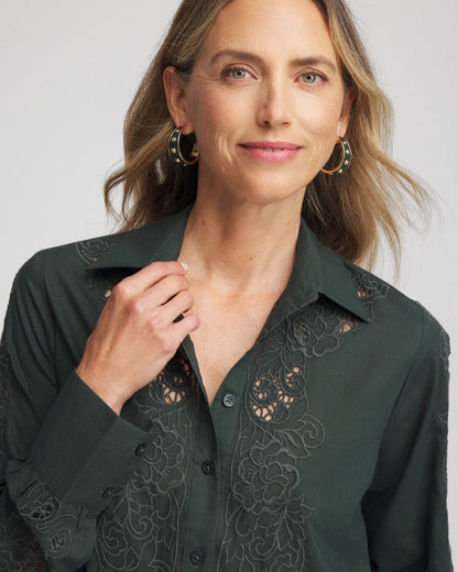 Chico's Lace Cotton Voile Shirt