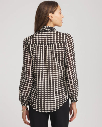 Chico's Clip-Dot Tie-Front Blouse