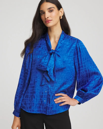 Chico's Jacquard Tie-Front Blouse