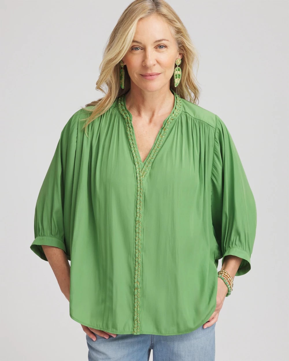 Chico's Braided Batwing Blouse