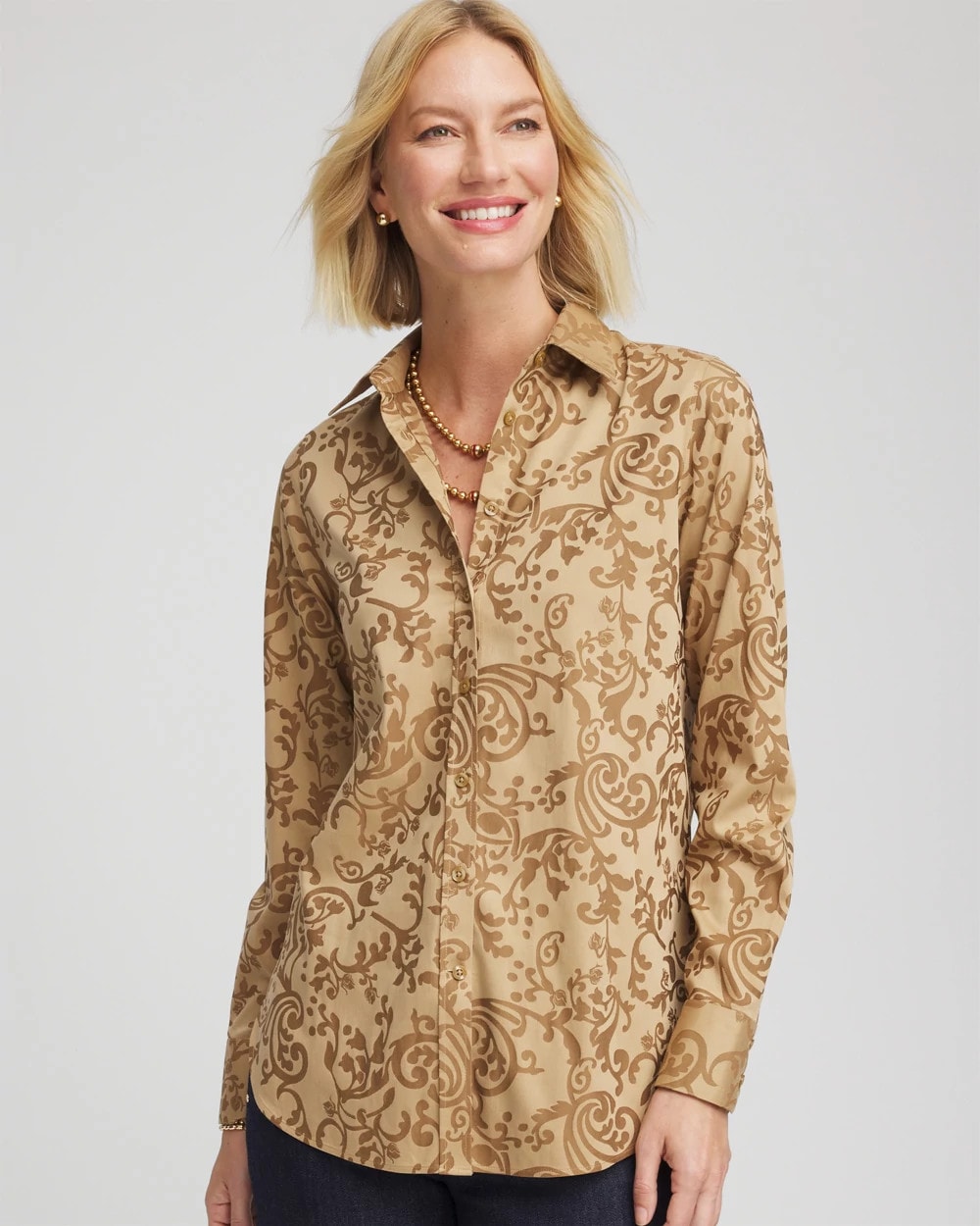 Chico's No Iron™ Jacquard Scrolls  Shirt