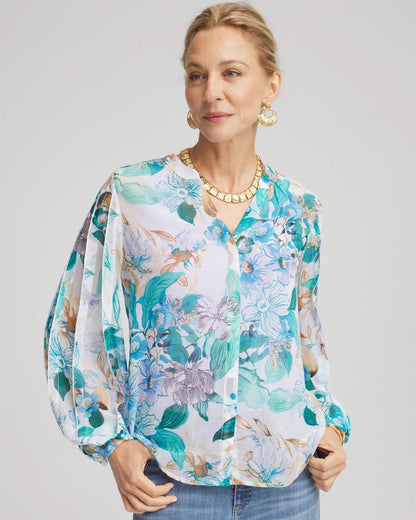 Chico's Georgette Billow Sleeved Blouse