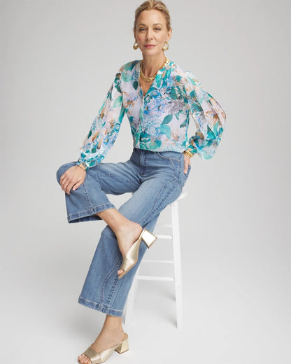 Chico's Georgette Billow Sleeved Blouse