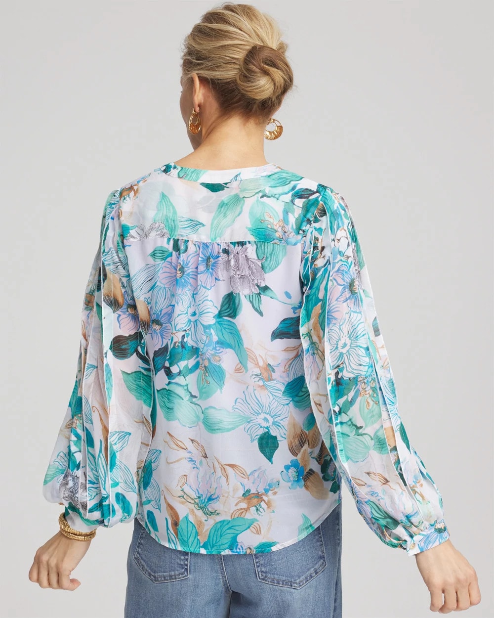 Chico's Georgette Billow Sleeved Blouse