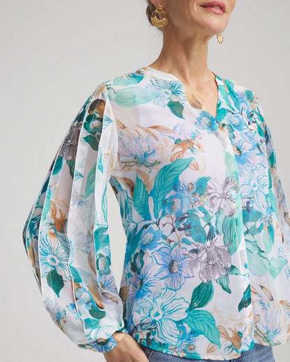 Chico's Georgette Billow Sleeved Blouse