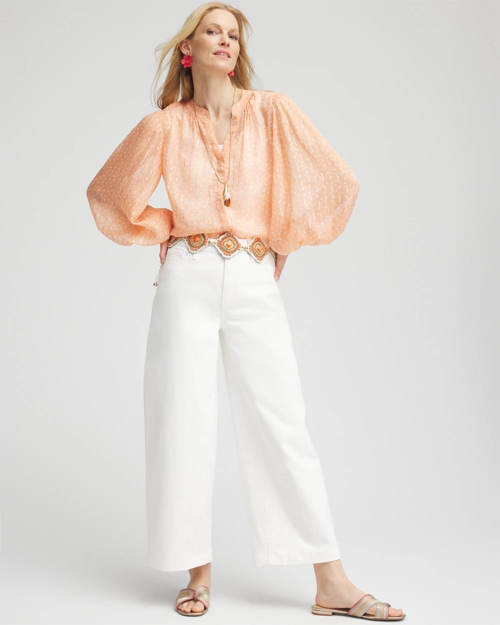 Chico's Metallic Jacquard Blouse