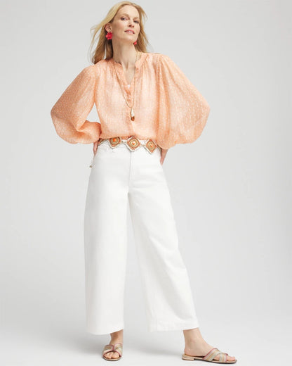 Chico's Metallic Jacquard Blouse