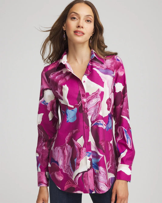 Chico's No Iron™ Floral-Paint-Print Shirt