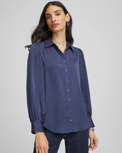 Chico's Puff Sleeve Satin Blouse