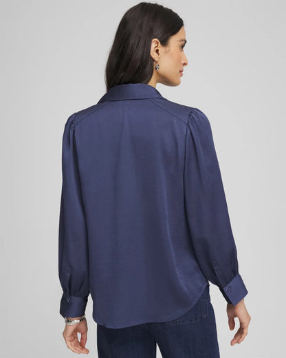 Chico's Puff Sleeve Satin Blouse