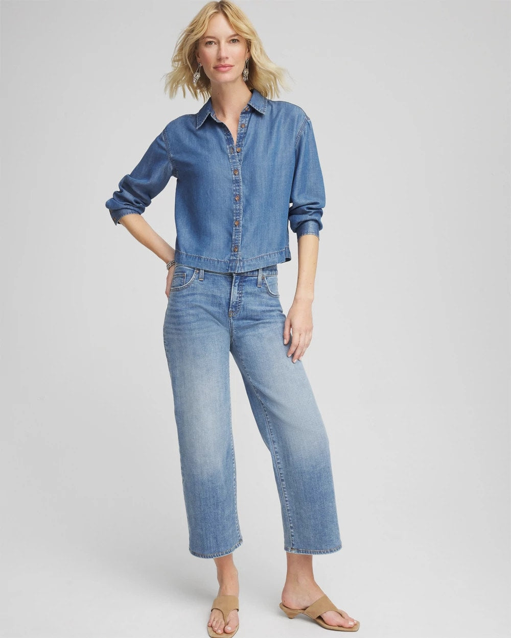 Chico's Tencel™ Cropped Denim Shirt