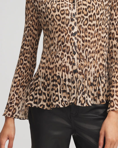 Chico's Animal-Print Pleated Georgette Blouse