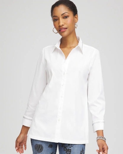 Chico's Rhinestone Embellished Poplin Tunic