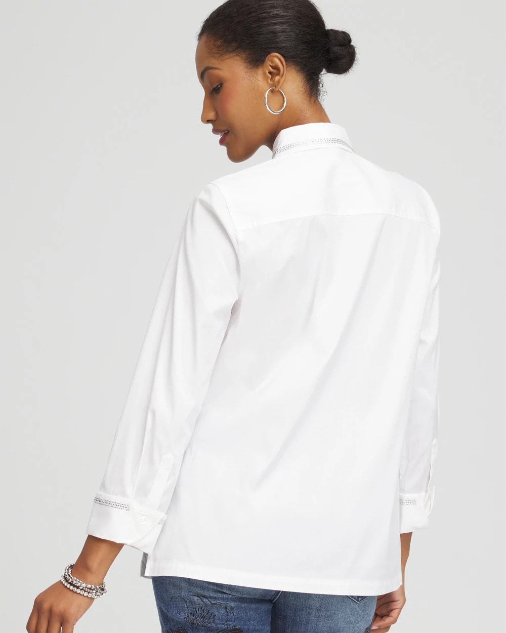 Chico's Rhinestone Embellished Poplin Tunic