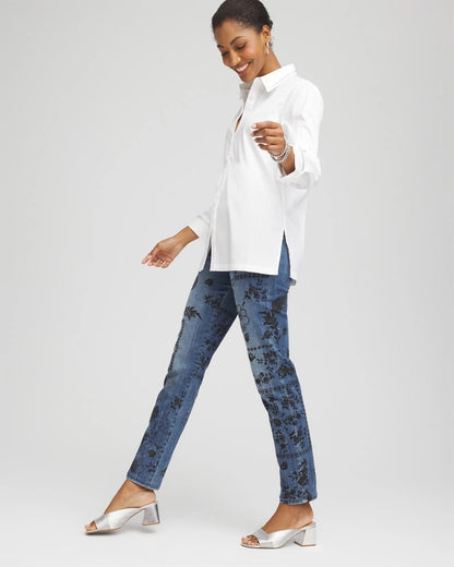 Chico's Rhinestone Embellished Poplin Tunic