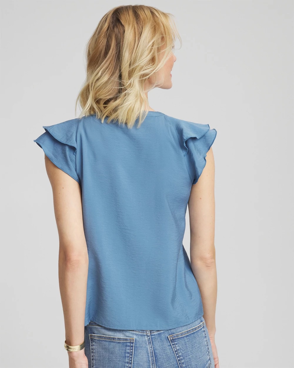 Chico's Crepe Ruffle-Trim Blouse