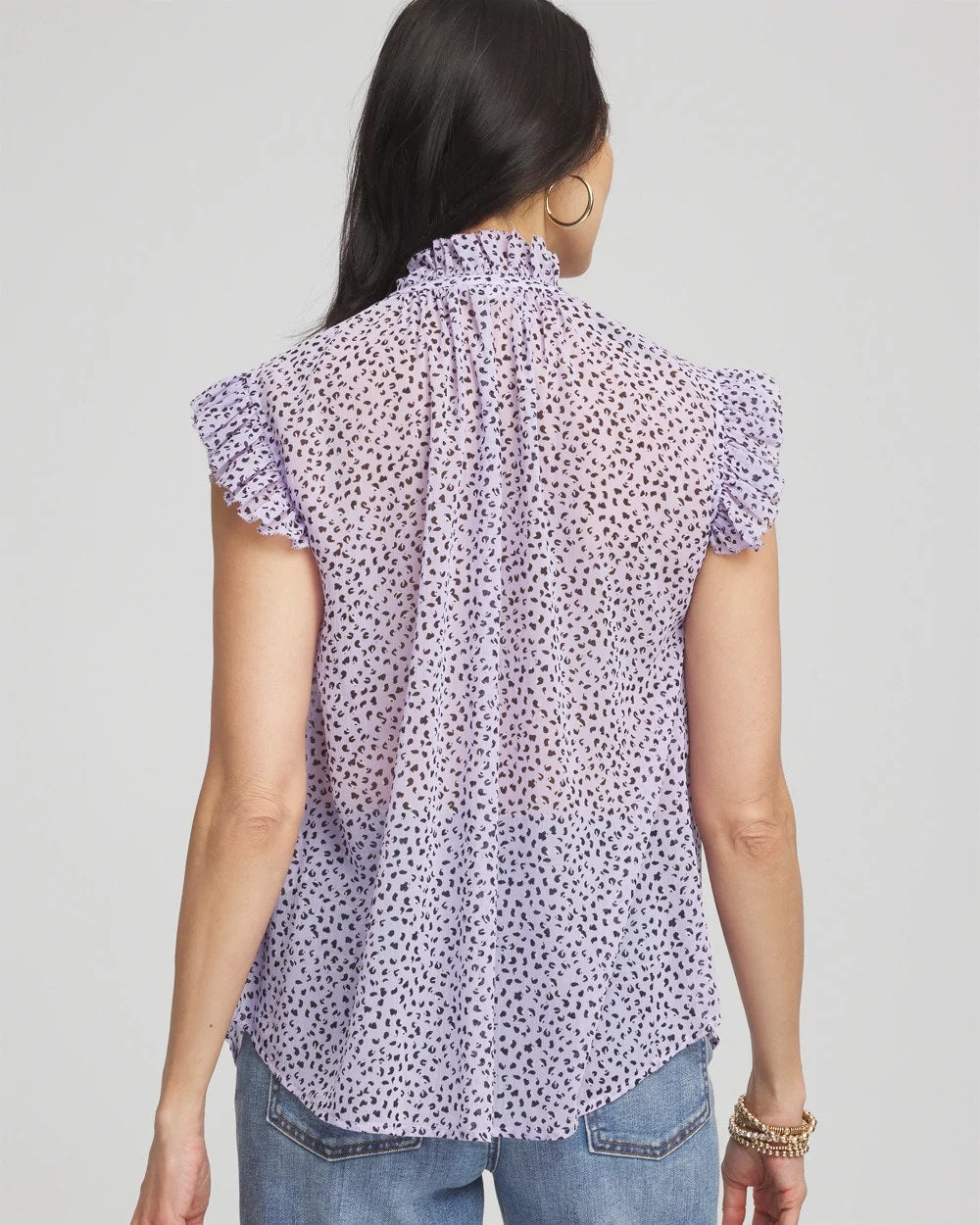 Chico's Cheetah Print Ruffle-Collar Blouse