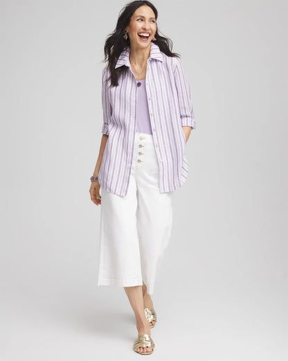 Chico's No Iron™ Plum Striped Linen Shirt