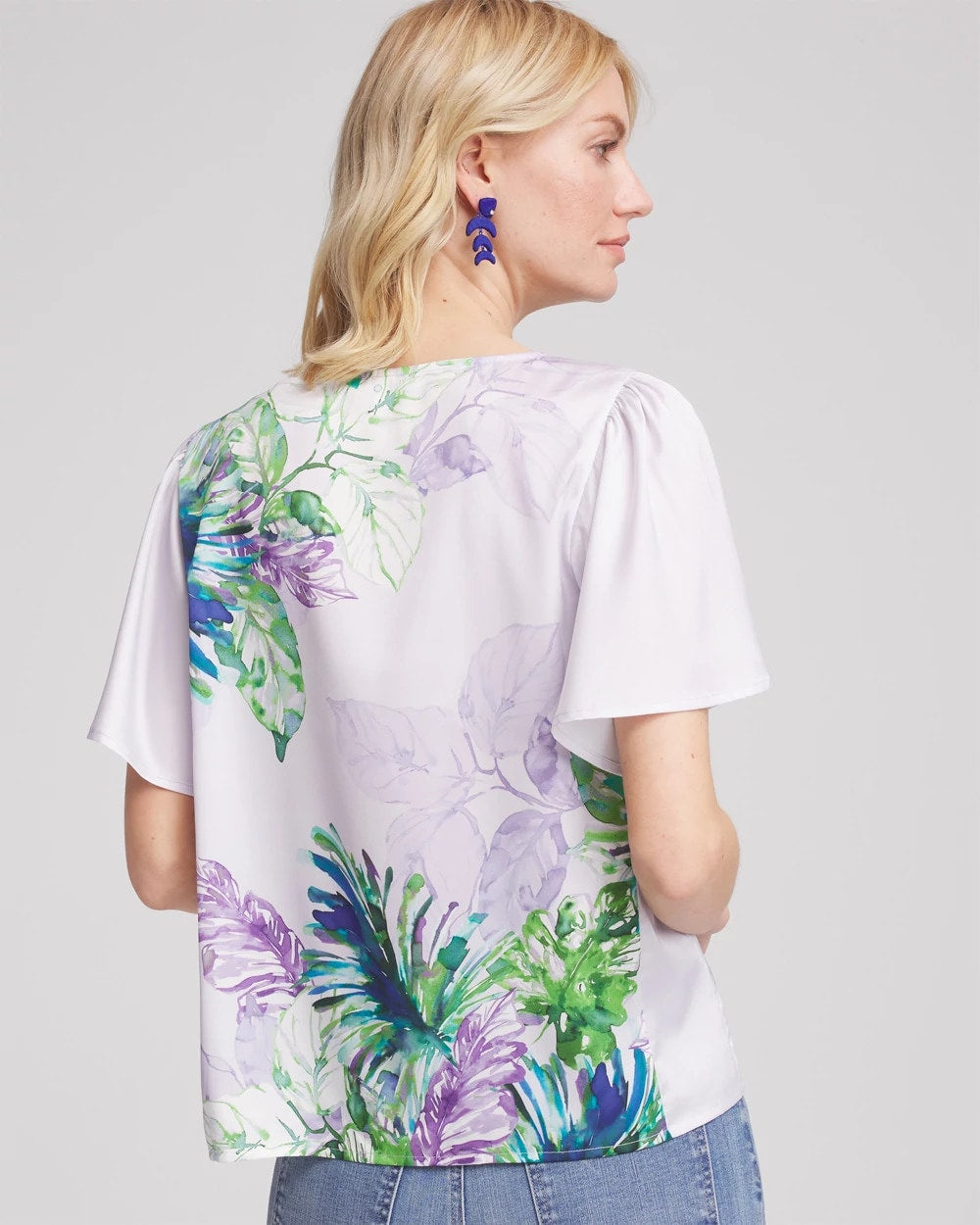Chico's Flutter Sleeve Satin Top