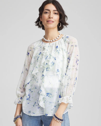 Chico's Georgette Sheer Ruffle Blouse
