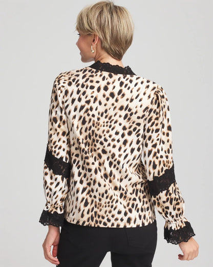 Chico's Animal Print Long-Sleeved Top
