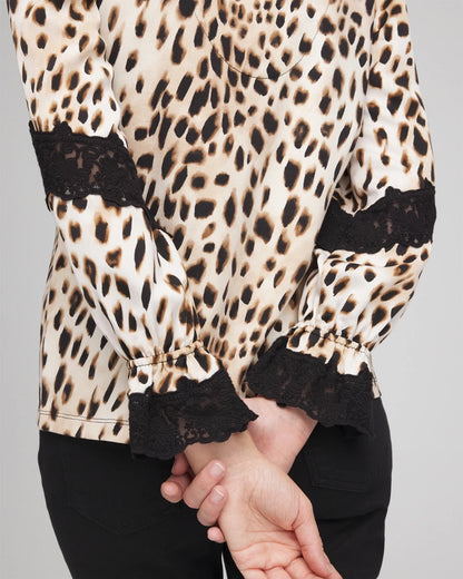 Chico's Animal Print Long-Sleeved Top