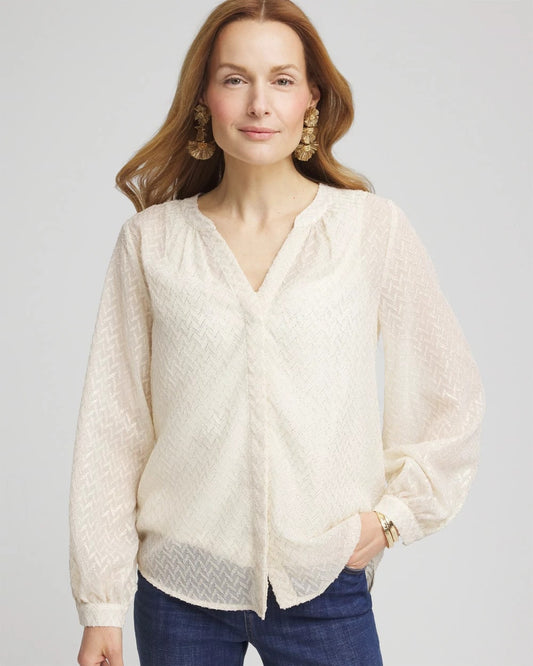 Chico's Chevron Blouson Sleeve Blouse