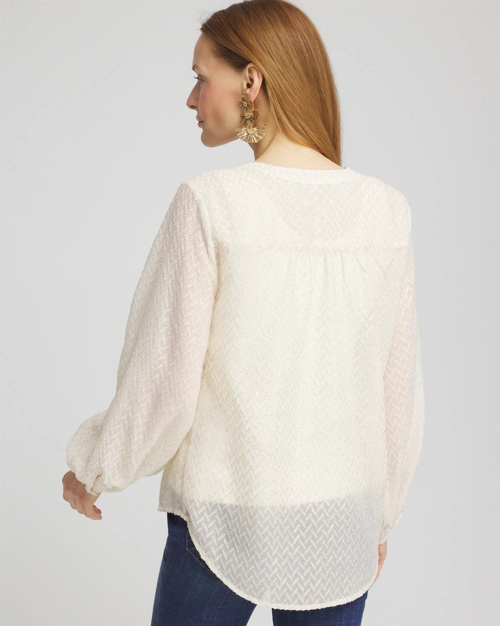 Chico's Chevron Blouson Sleeve Blouse