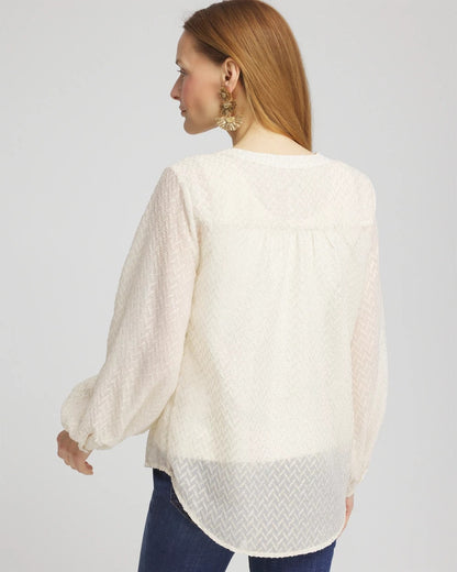 Chico's Chevron Blouson Sleeve Blouse