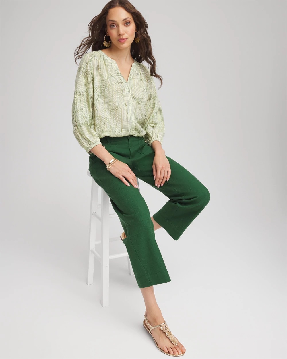 Chico's Lurex Stripe Cotton Blouse