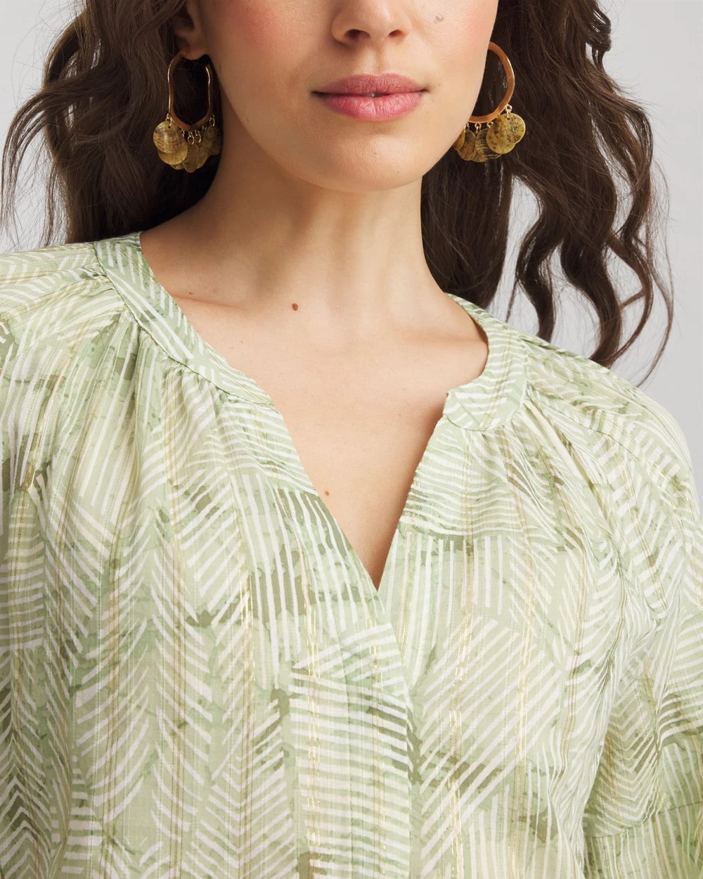 Chico's Lurex Stripe Cotton Blouse