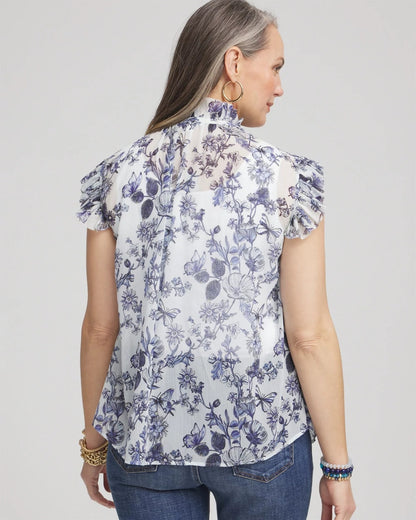 Chico's Butterfly Ruffle Collar Blouse
