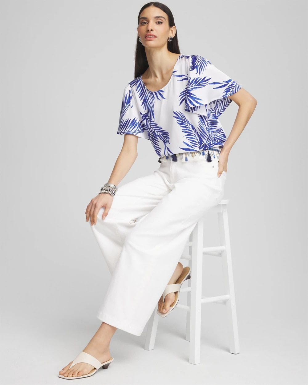 Chico's Flutter Sleeve Satin Top