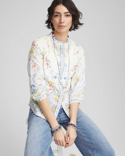 Chico's Floral Billow-Sleeve Blouse