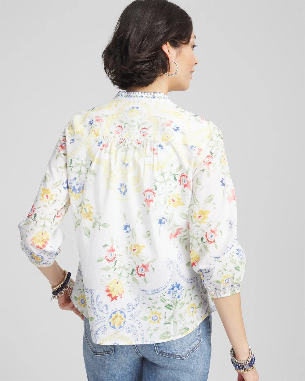 Chico's Floral Billow-Sleeve Blouse