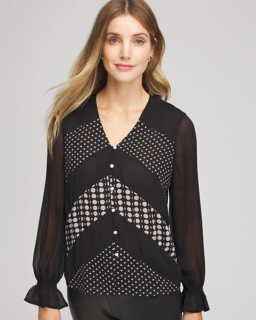 Chico's Georgette Polka Dot Blouse