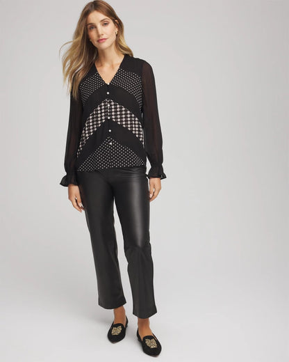 Chico's Georgette Polka Dot Blouse