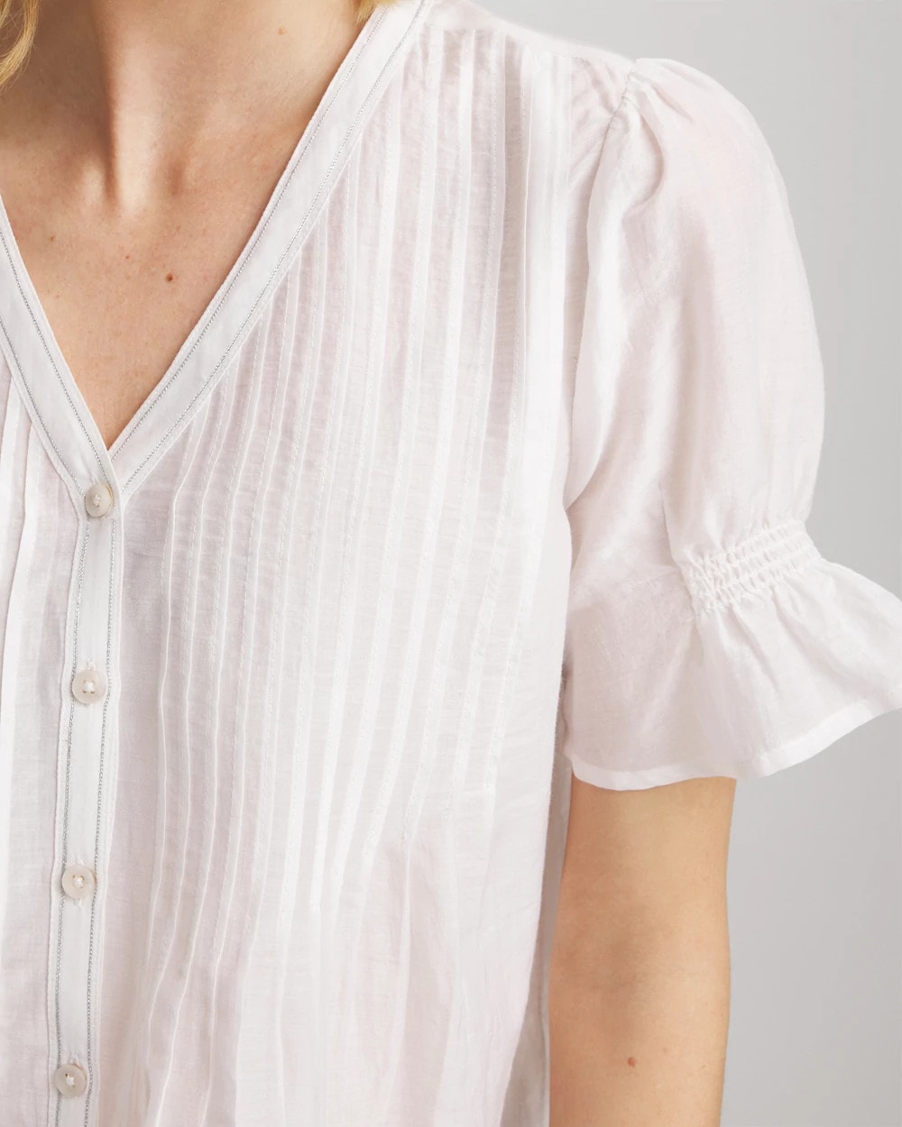 Chico's Pleated Cotton-Silk Shirt
