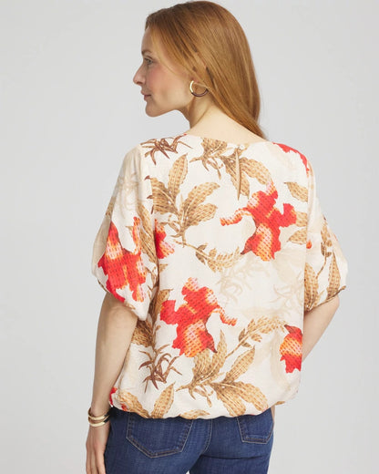 Chico's Floral Bubble-Hem Blouse