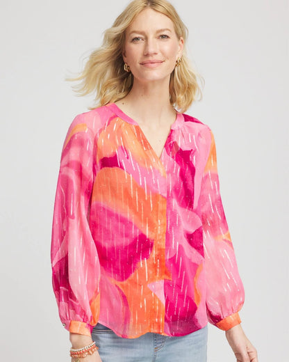 Chico's Watercolor Classic Fit Chiffon Blouse