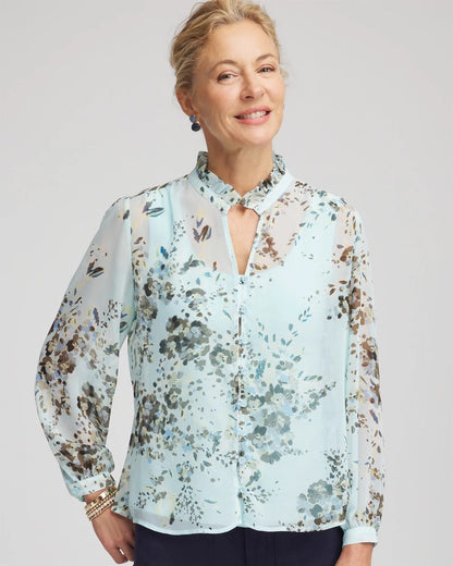 Chico's Floral Georgette Peasant Blouse