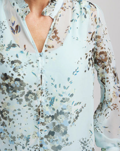 Chico's Floral Georgette Peasant Blouse