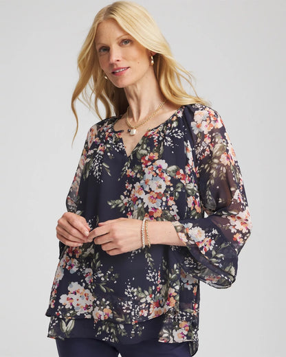 Chico's Floral Georgette Blouse